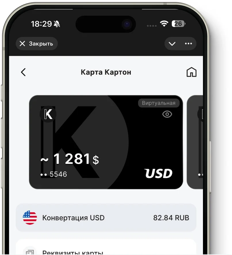 Экран карты в приложении Картон